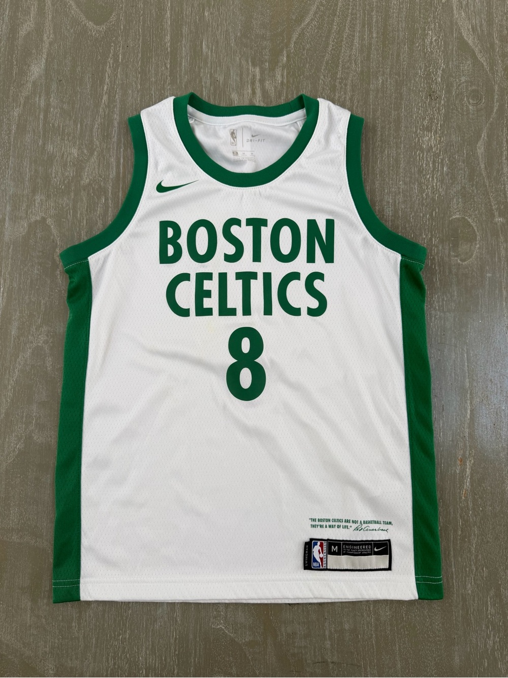 Nike Youth Boston Celtics White & Green Basketball Jersey (Size M)